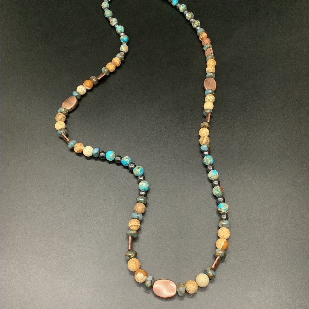 Boho 💥 Agates, Blue Jasper, Hematite Necklace - Picture 7 of 10